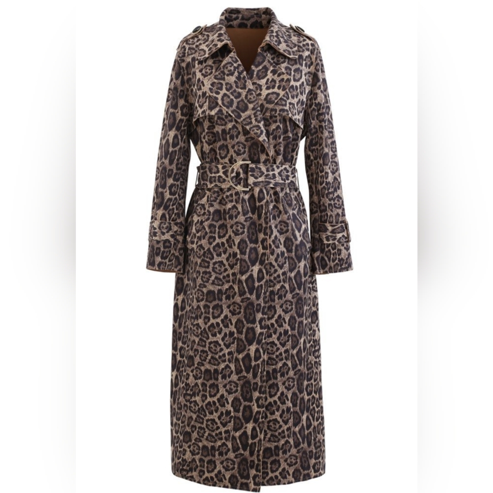 NWOT Chicwish Suede Leopard Belted Coat. Small